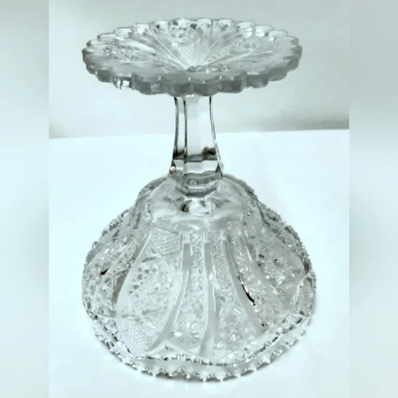 Vintage 'cut' pressed glass compote stemmed candy dish FREE or bundle 3/18 - Picture 3 of 3